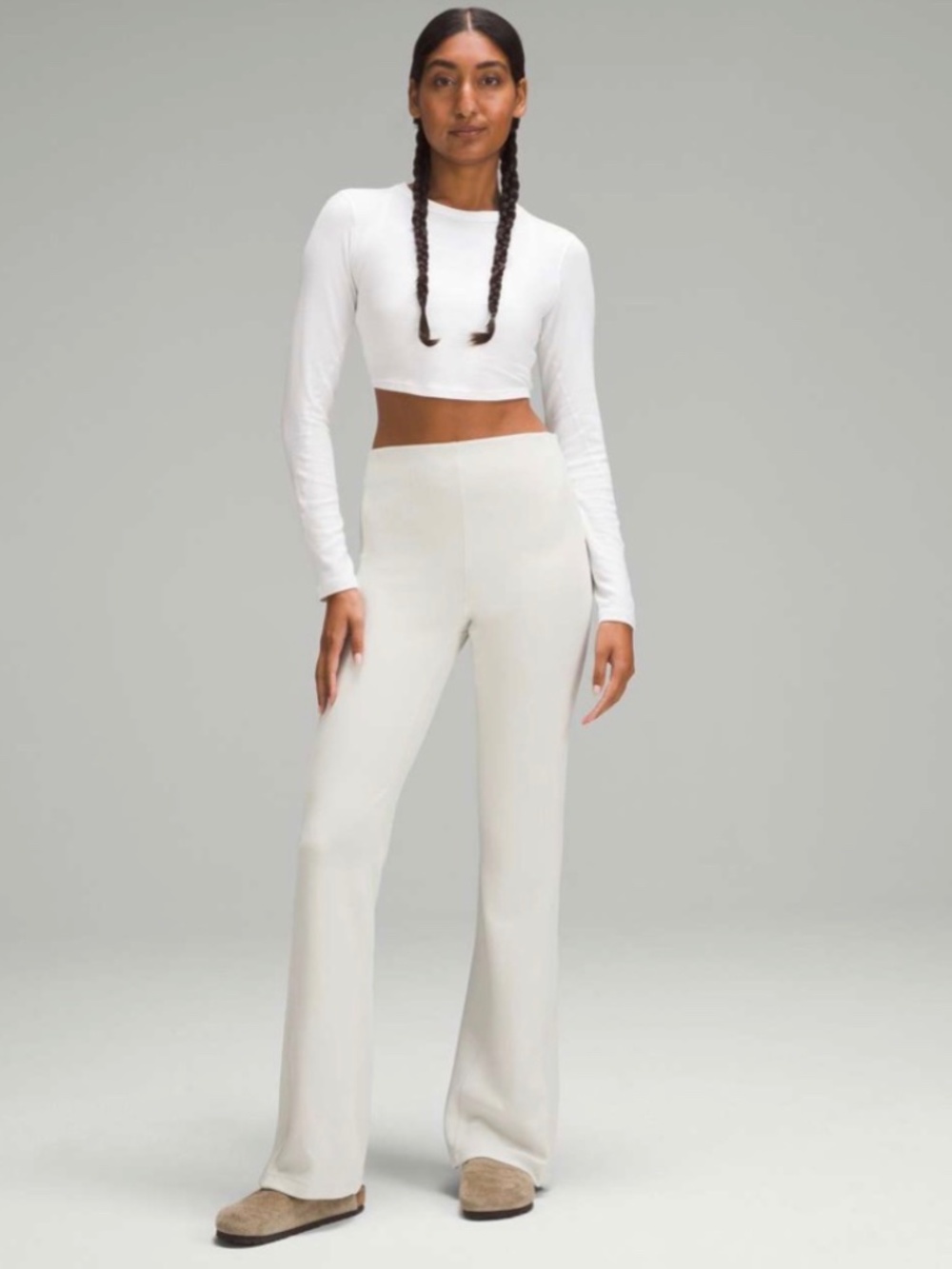 Lululemon Brushed Softstreme Ribbed Zip Flare Pants Bone Size‎ 12 W5EUBS AA